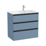 Mueble de baño de 80,5 cm de ancho con lavabo a la derecha y acabado en azul mate Unik The Gap Roca