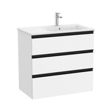 Bathroom Vanity Unit with Basin a la Derecha y Unik de 80,5 cm Colección The Gap White Mate Roca