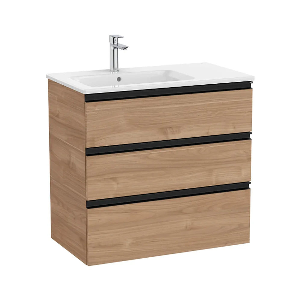 Mueble de baño de 80,5 cm de ancho con lavabo a la izquierda y acabado en nogal Unik The Gap Roca - Vista 1