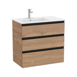 Mueble de baño de 80,5 cm de ancho con lavabo a la izquierda y acabado en nogal Unik The Gap Roca