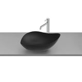 Lavabo sobre encimera de FineCeramic® con un diseño ovalado en acabado color negro Ohtake Roca