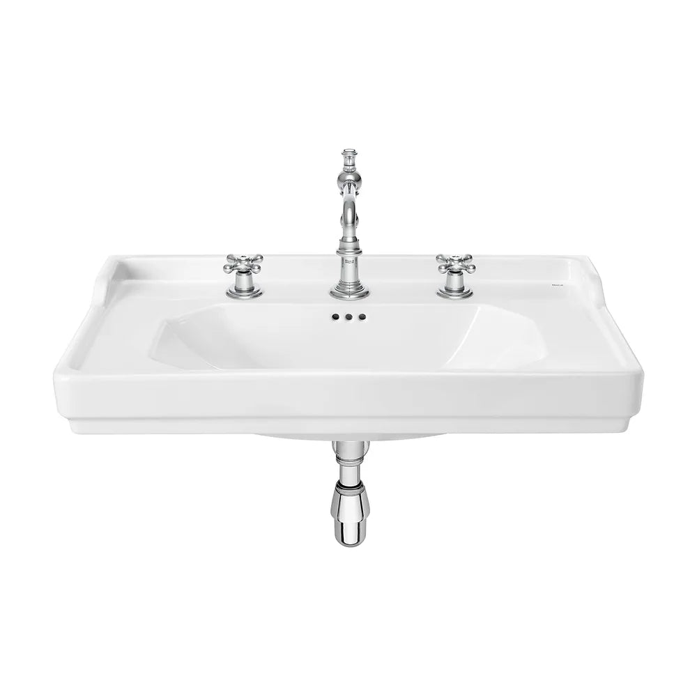 Lavabo para instalación en mural o pedestal fabricado en porcelana color blanco Carmen Roca - Vista 1