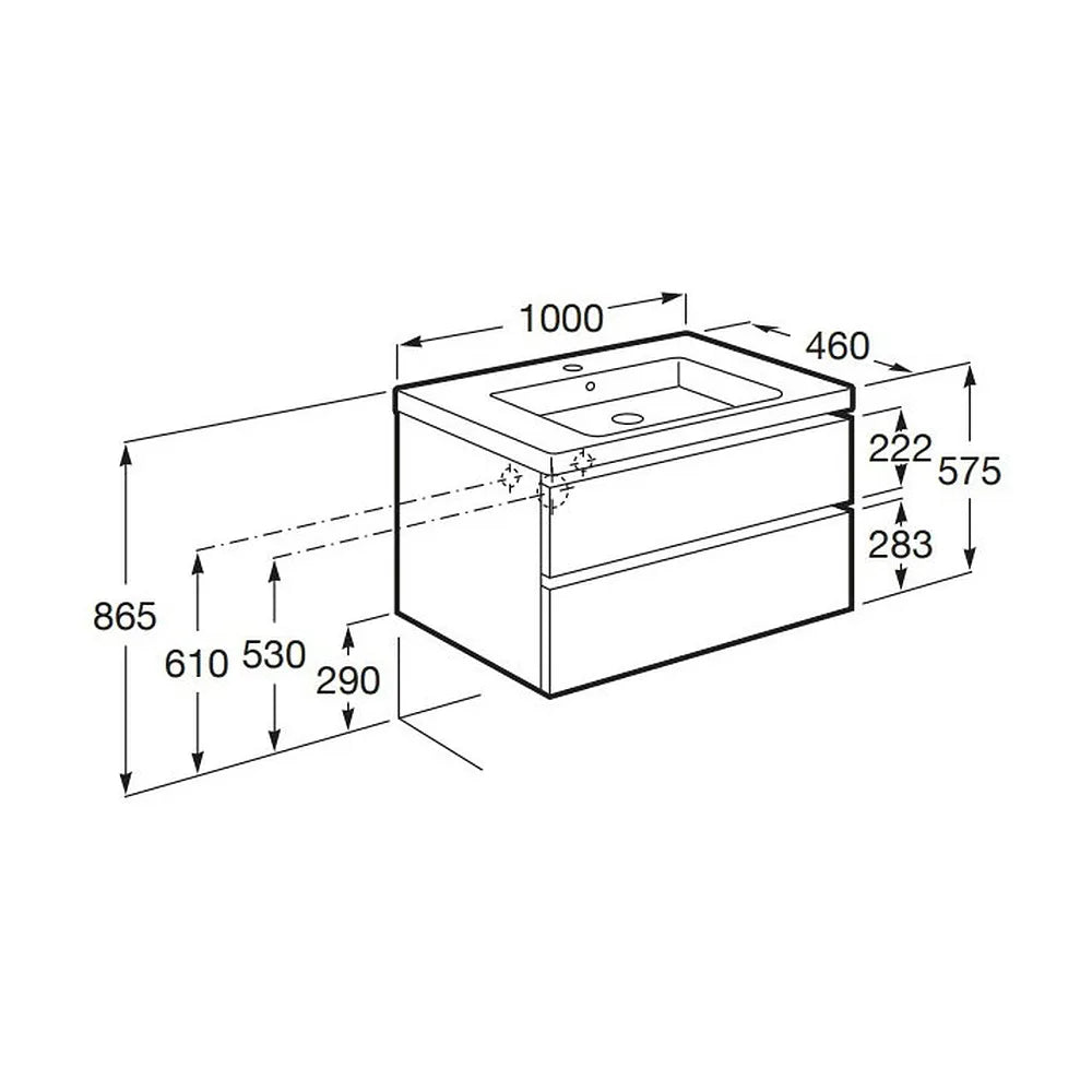 Mueble de Baño con Lavabo Centrado Unik de 100 cm Colección The Gap Blanco Brillo Roca - Vista 8