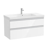Bathroom Vanity Unit with Basin Centrado Unik de 100 cm Colección The Gap Gloss White Roca
