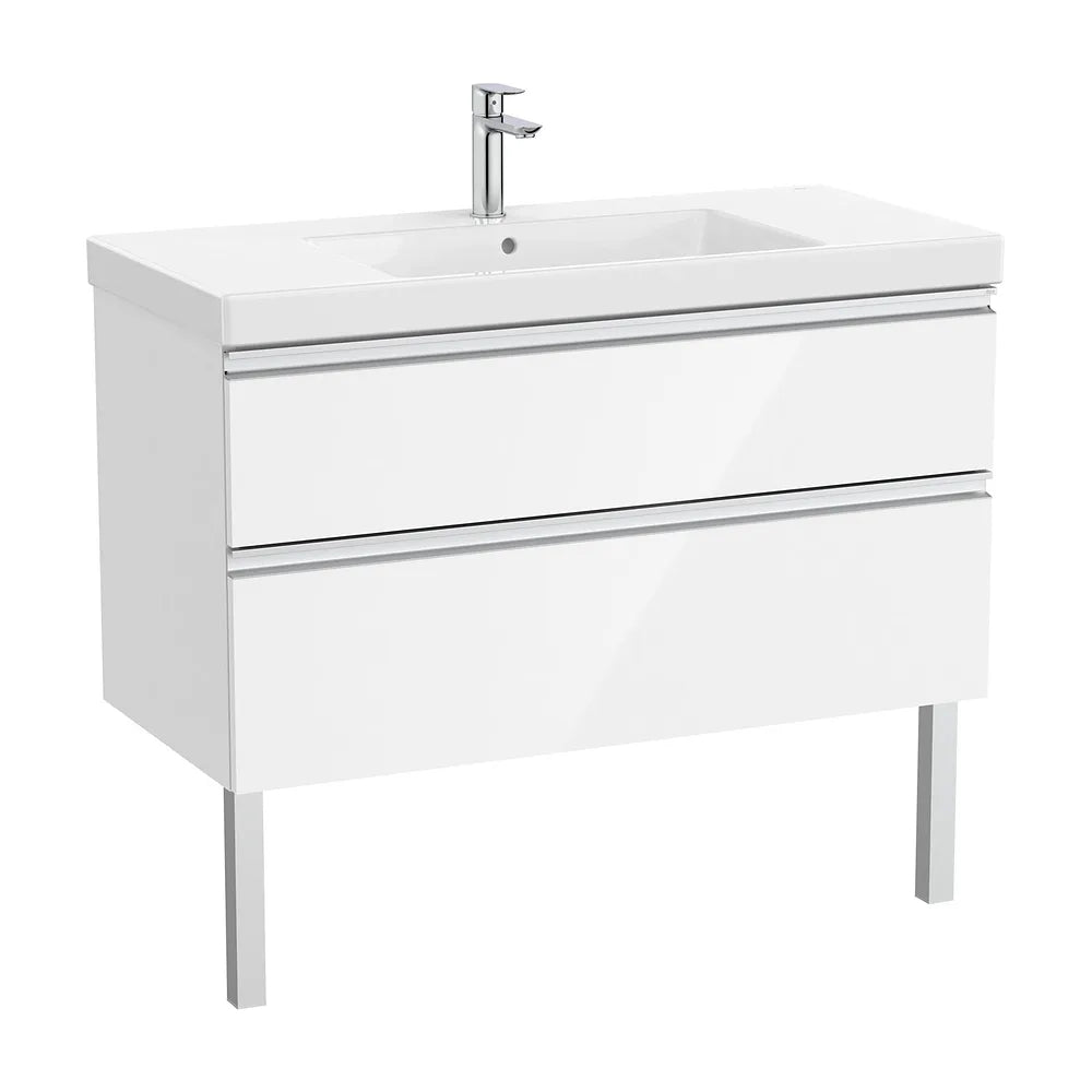 Mueble de Baño con Lavabo Centrado Unik de 100 cm Colección The Gap Blanco Brillo Roca - Vista 2
