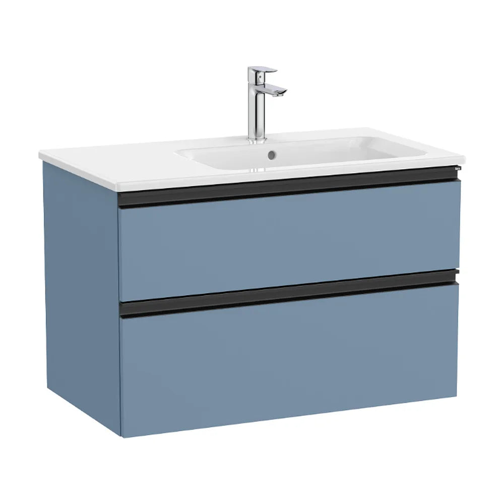 Mueble de Baño con Lavabo Derecho Color Azul Mate Unik de 80 cm Colección The Gap Roca - Vista 1