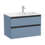 Mueble de Baño con Lavabo Derecho Color Azul Mate Unik de 80 cm Colección The Gap Roca