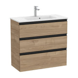 Bathroom Vanity Unit Compacto with Basin y 3 Cajones Nogal Unik de 80 cm Colección The Gap Roca
