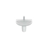 Lavabo con semipedestal de 52x42,5 cm elaborado con porcelana de color blanco Victoria Roca