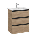 Mueble de baño compacto con lavabo y 3 cajones de 60 cm de ancho en color nogal Unik The Gap Roca