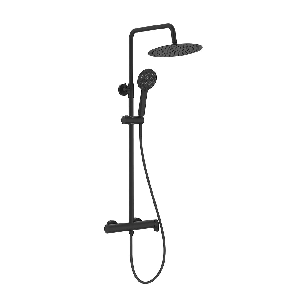 Columna de ducha monomando regulable en altura para pared con rociador circular de 31x97 cm negro mate ROCA VEGA Roca - Vista 1