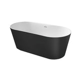 Roca Raina Freestanding Oval Bathtub 137x54 cm in Black Mineral Stonex with Click-Clack Waste and Trap