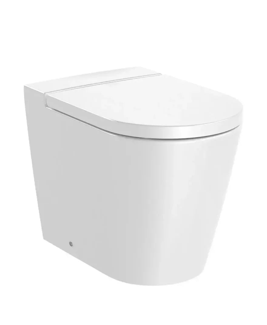 Roca Inspira Round Inodoro complet, adossé en porcelaine avec une finition de couleur blanche Rimless