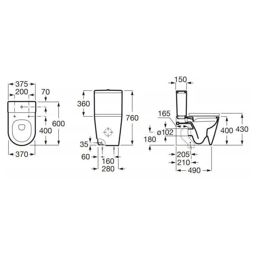 Roca Insipira Round Inodore complet compact en porcelaine avec une finition blanche Rimless