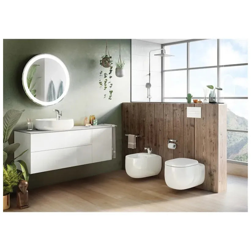 Roca Beyond Inodore avec technologie rimless de 58 cm fabriqué en porcelaine de couleur blanche