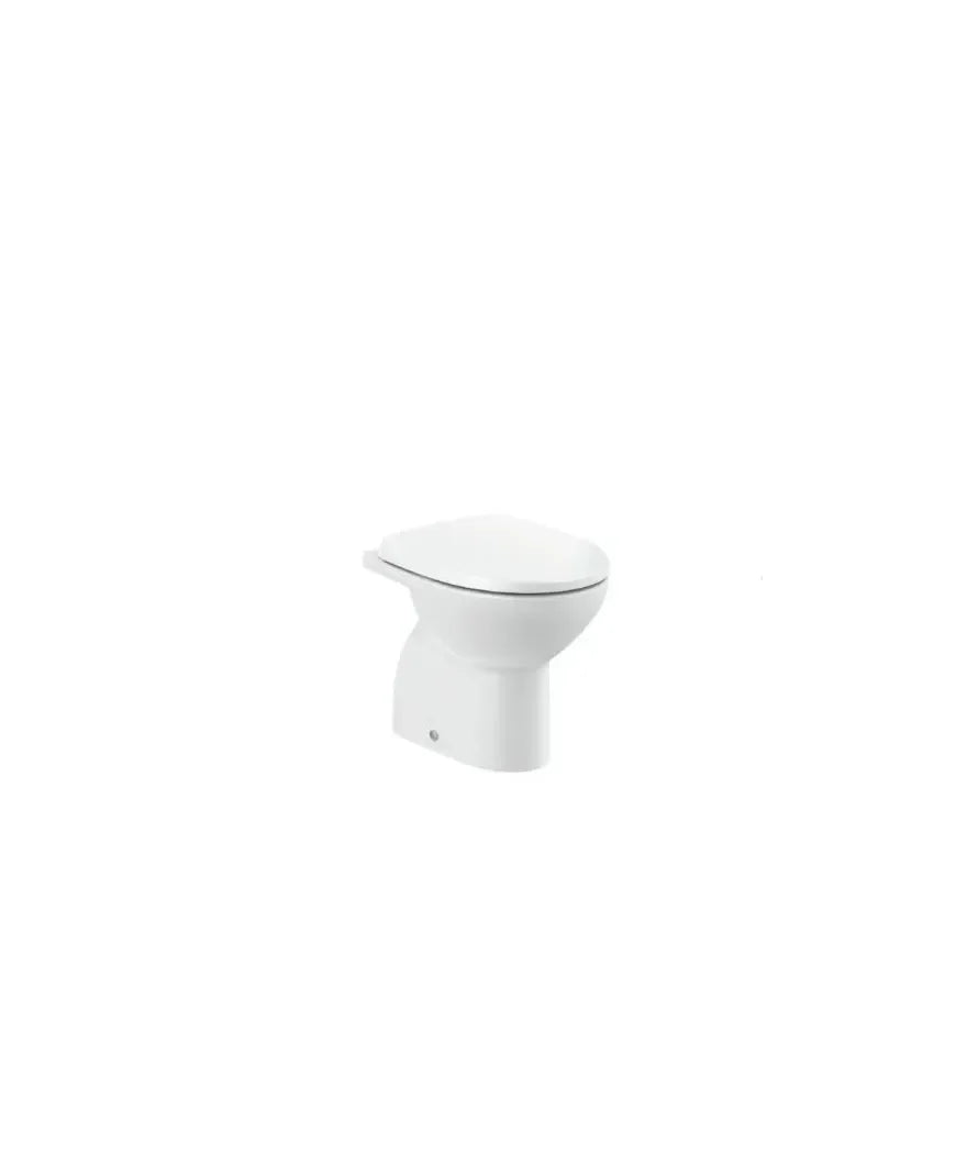 Roca Victoria Taza de tanque alto o empotrable Rimless con salida vertical y descarga dual en color blanco