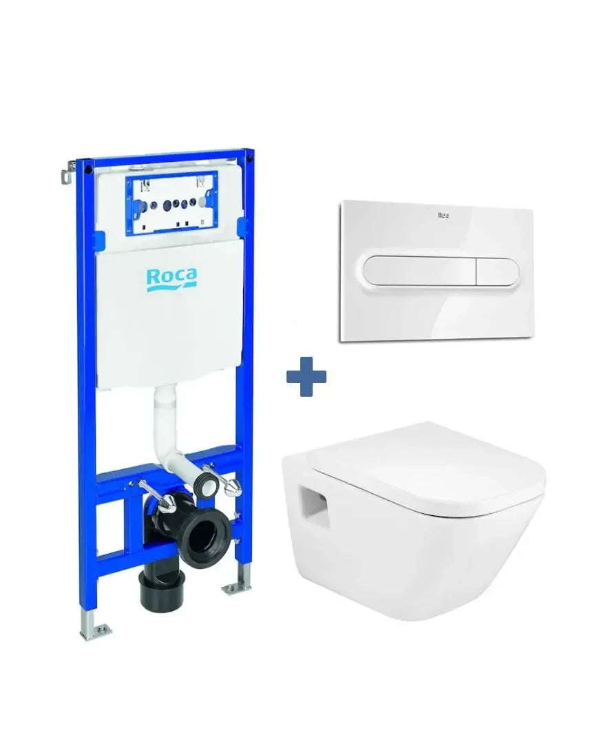 ROCA DUPLO The Gap Pack WC suspendu avec réservoir encastré et plaque de commande