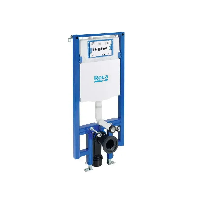 ROCA ROUND Pacote de vaso sanitário suspenso Rimless 48 cm de profundidade saída horizontal tampa com amortecimento caixa acoplada e placa de acionamento