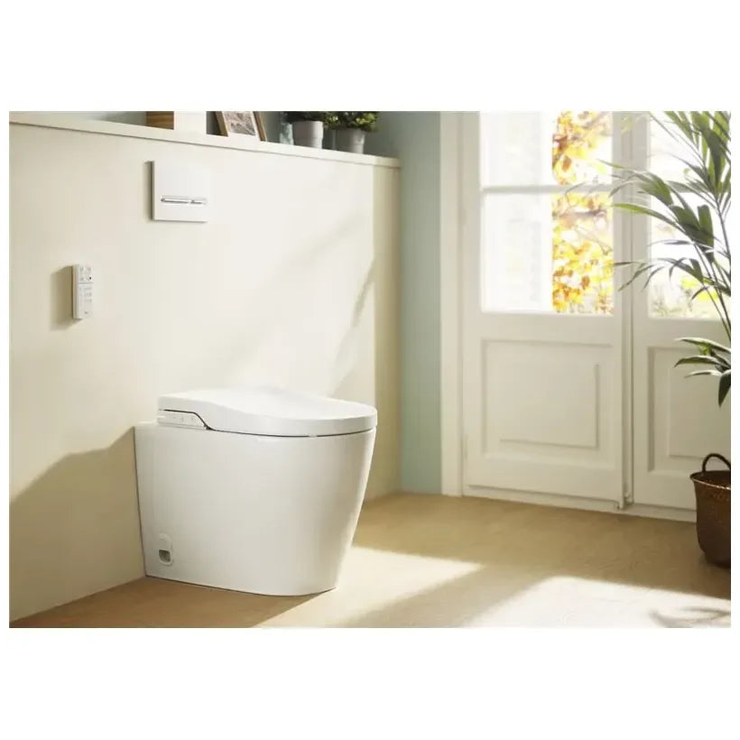 ROCA Inspira In Wash Pack WC au sol avec système de nettoyage automatique Rimless, réservoir encastré et plaque de commande