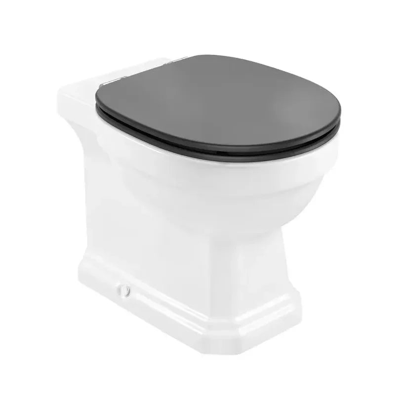 ROCA CARMEN Paqüete de vaso sanitário com saída dual Rimless 56 cm de profundidade, tampa amortecida cinza escuro, caixa acoplada e botão de descarga