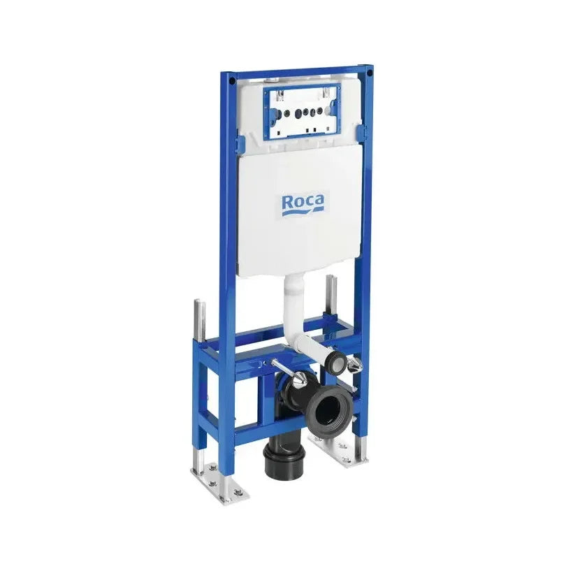 ROCA SQUARE Pack vaso sanitário suspenso Rimless de saída horizontal, placa de acionamento, caixa de descarga e tampa com amortecimento
