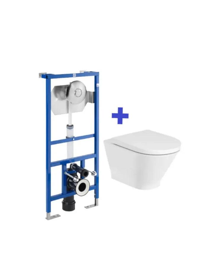 Inodoro suspendido Roca The Gap Round Rimless con cisterna empotrable Duplo WC