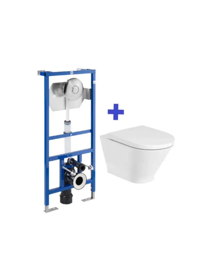 Inodoro suspendido Roca The Gap Round Rimless con cisterna empotrable Duplo WC