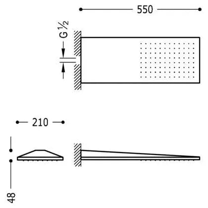 Rociador de ducha empotrable en pared de acero inoxidable con acabado cromado INOX TRES 1