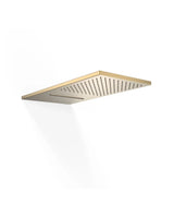 Rociador de ducha rectangular a pared en acero inoxidable con acabado dorado mate Complementos Tres