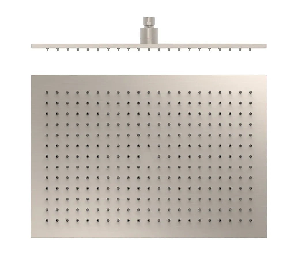 Rociador de ducha rectangular de latón con acabado en acero TRES 0