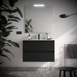 Mueble de Baño con Lavabo y 2 Cajones Salgar Noja 90 cm Negro Satinado