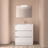Bathroom Vanity Unit with Basin and 3 Drawers Salgar Noja 80 cm Glossy White