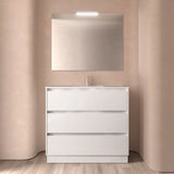 Bathroom Vanity Unit with Basin and 3 Drawers Salgar Noja 100 cm Glossy White