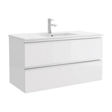 Bathroom Vanity Unit with Basin and 2 Drawers Salgar Spirit 100 cm