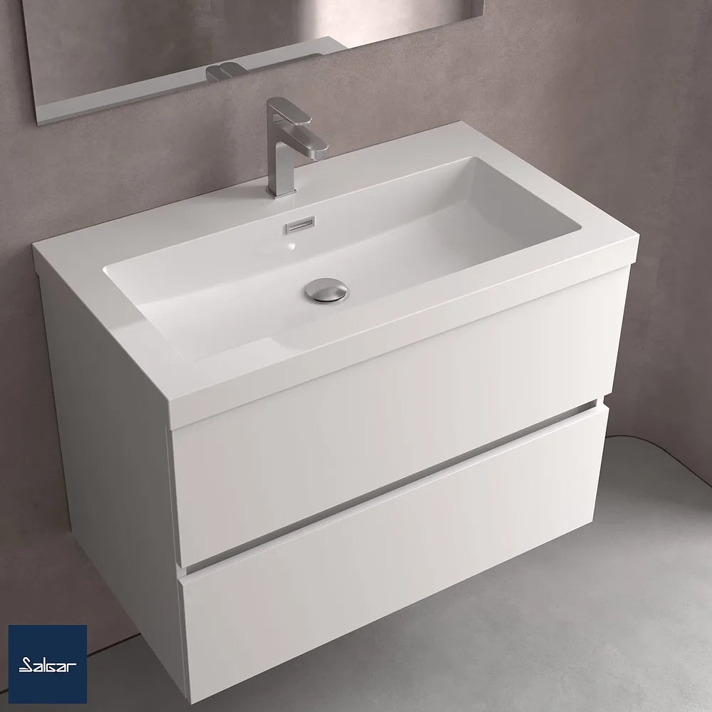 Mueble de Baño con Lavabo y 3 Cajones Salgar Spirit 80 cm Blanco Brillo - Vista 2