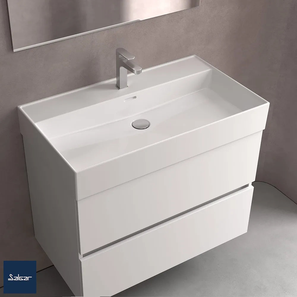 Mueble de Baño con Patas con Lavabo y 3 Cajones Salgar Spirit 100 cm Blanco Brillo - Vista 2