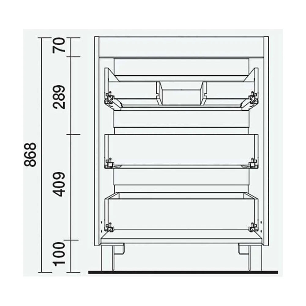 Mueble de Baño con Patas con Lavabo y 3 Cajones Salgar Spirit 100 cm Blanco Brillo - Vista 9