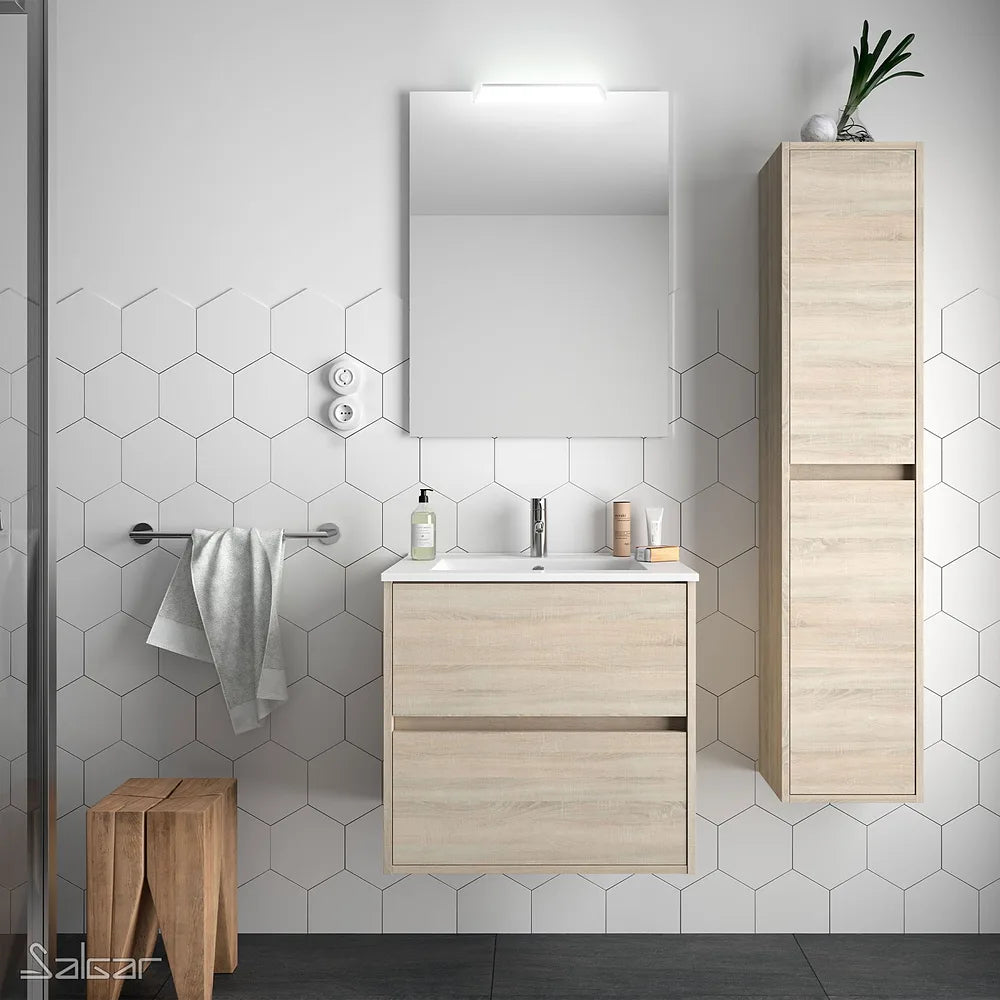 Mueble de Baño con Lavabo y 2 Cajones Salgar Noja 60 cm Roble Natural - Vista 1