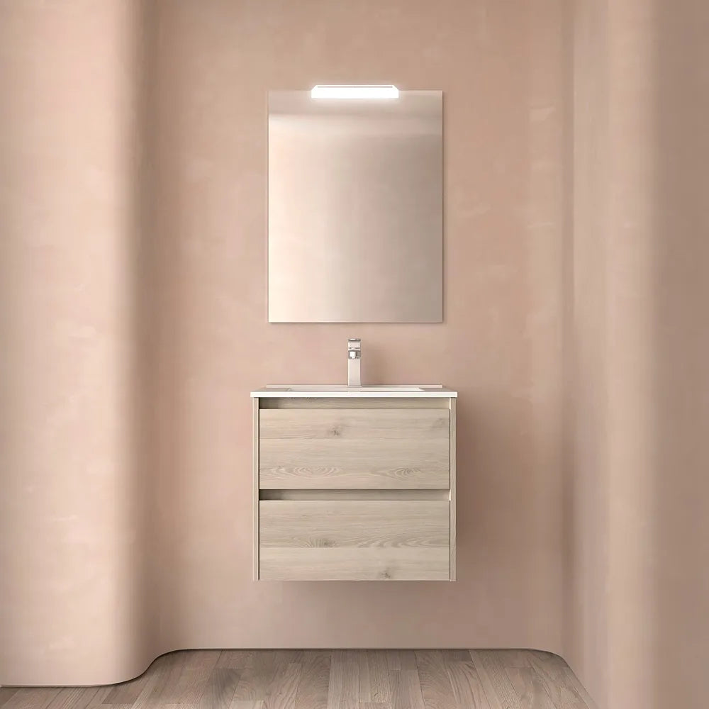 Mueble de Baño con Lavabo y 2 Cajones Salgar Noja 70 cm Roble Natural - Vista 2