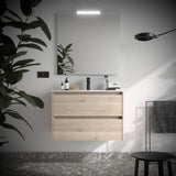 Mueble de Baño con Lavabo y 2 Cajones Salgar Noja 90 cm Roble Natural