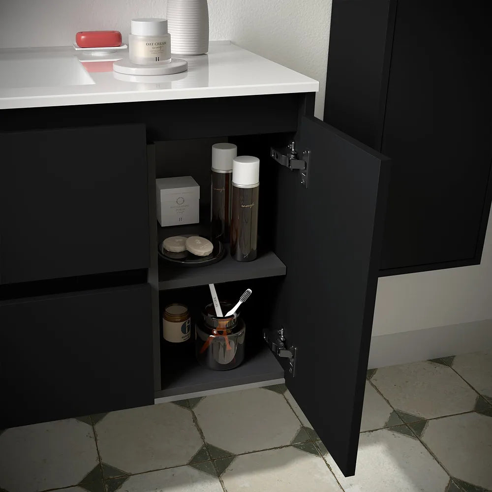 Mueble de Baño 2 Cajones Salgar Noja 90 cm Negro Satinado - Vista 4