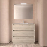 Bathroom Vanity Unit with Basin and 3 Drawers Salgar Noja 100 cm Natural Oak