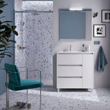Bathroom Vanity Unit 3 Drawers Salgar Noja Glossy White