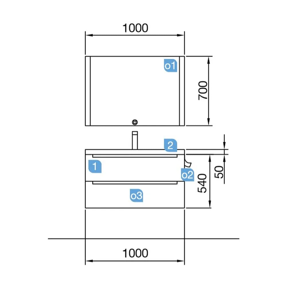 Mueble de Baño con Lavabo y 2 Cajones Salgar Monterrey 100 cm - Vista 4