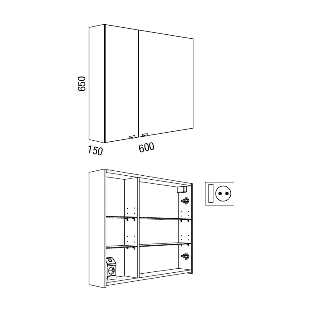 Mueble de Baño 2 Cajones Salgar Monterrey 60 cm Roble Natural - Vista 13