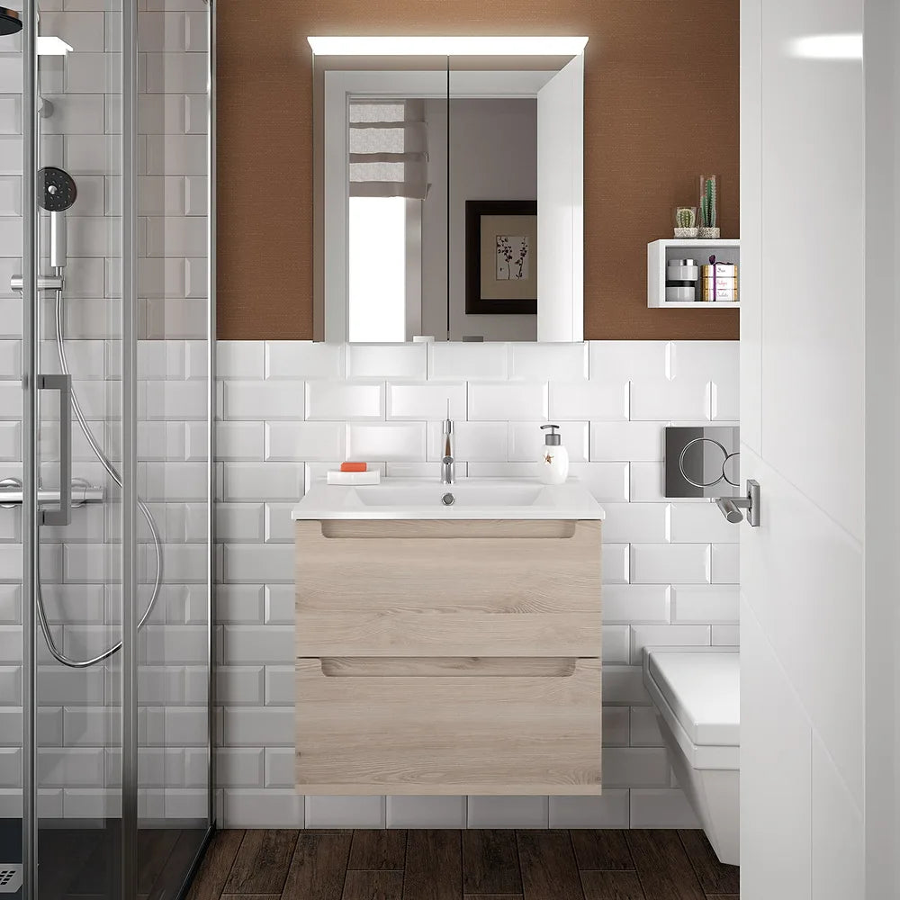 Mueble de Baño 2 Cajones Salgar Monterrey 60 cm Roble Natural - Vista 2