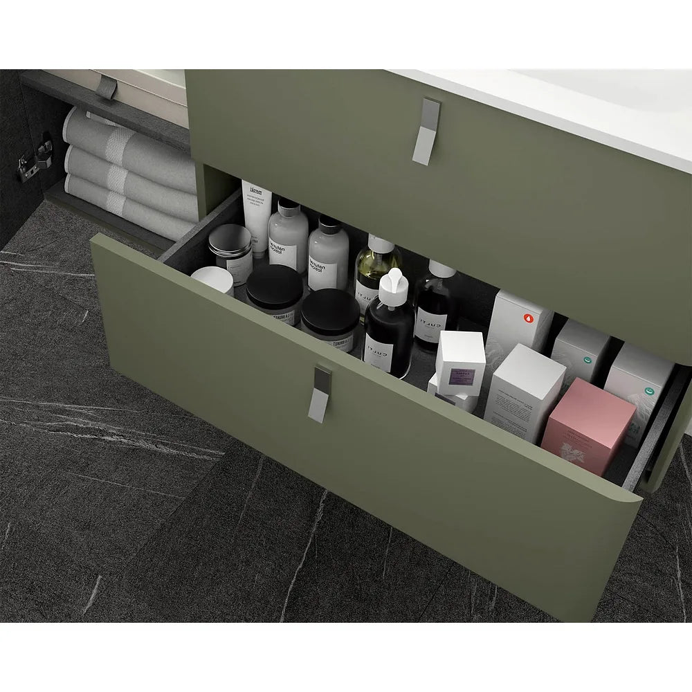 Mueble de Baño con Patas Lavabo sobre Encimera Salgar Uniiq 120 cm Verde Bosque - Vista 2