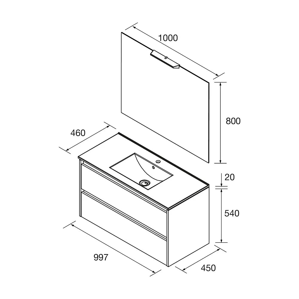 Mueble de Baño con Lavabo y 2 Cajones Salgar Noja - Vista 7