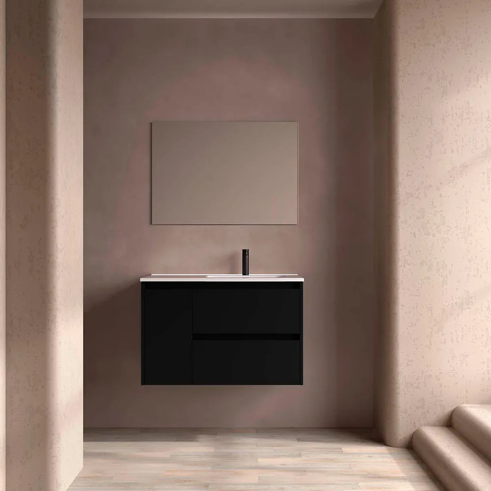 Mueble de Baño Suspendido con Lavabo con Puertas Salgar Noja 90 cm Negro - Vista 1