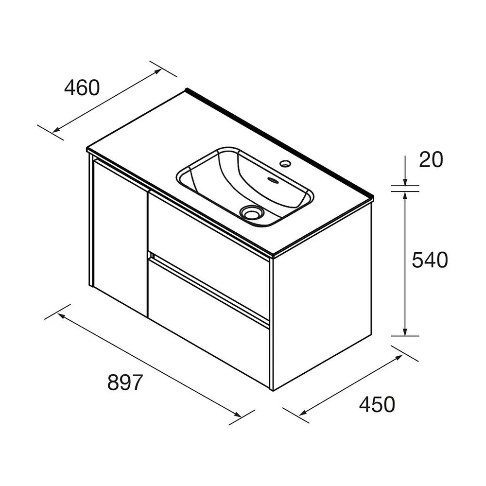 Mueble de Baño Suspendido con Lavabo con Puertas Salgar Noja 90 cm Negro - Vista 2
